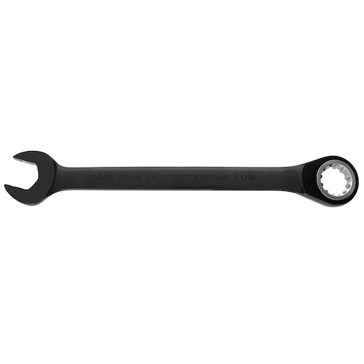 PROTO JSCV34 black combination wrench with open and box end, tool shown on white background, side view.