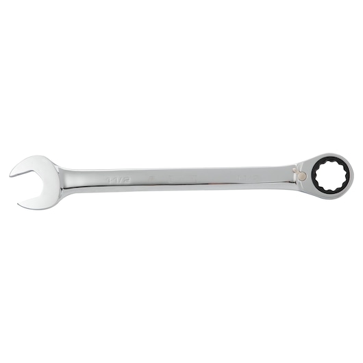 PROTO JSCV48T combination ratcheting wrench, silver, front angle on white background.