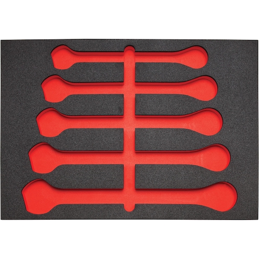 PROTO JSCVM-22SF black and red foam tool organizer insert for combination wrenches, top-down view.