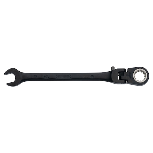 PROTO JSCVM08F black ratcheting combination wrench with flex head, side view, on white background.