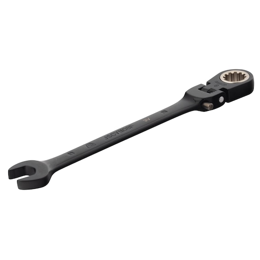 PROTO JSCVM08F black ratcheting combination wrench, side angle on white background.