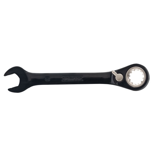 8mm Black Chrome Stubby Reversible Combination Ratchet Wrench