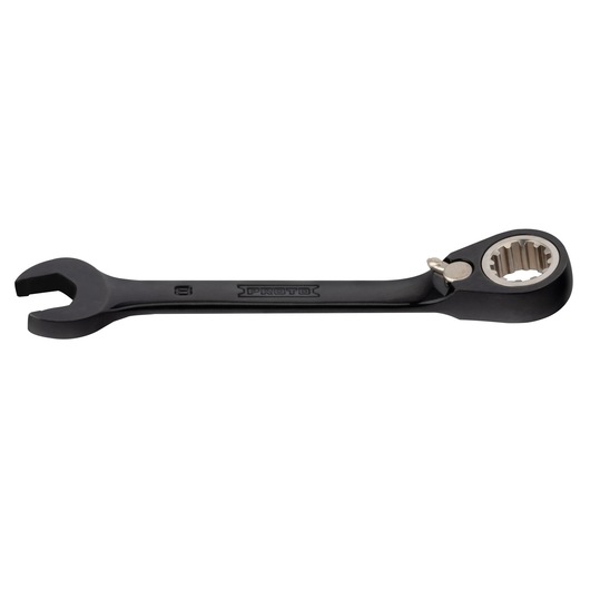 PROTO JSCVM08S black ratcheting combination wrench, flat side view on white background.