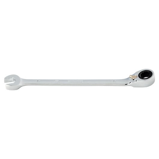 PROTO JSCVM09T chrome ratcheting combination wrench, front angle, open-end and ratcheting box-end visible.