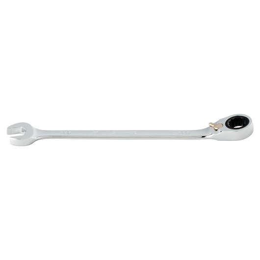 PROTO JSCVM10T chrome combination ratcheting wrench with open end and switch lever, side view, white background.