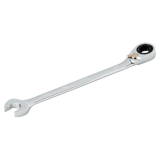 PROTO JSCVM10T chrome ratcheting combination wrench with open and box end, angled product view on white background.