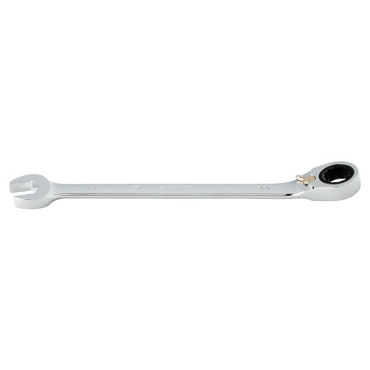 PROTO JSCVM11T chrome combination ratcheting wrench on white background, flat side view.