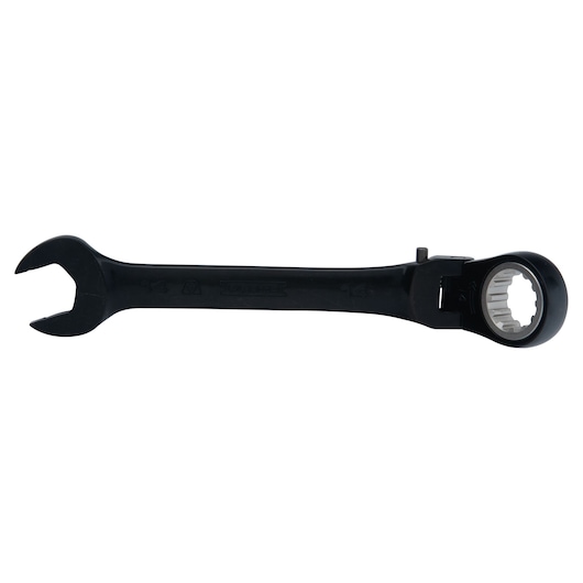 PROTO JSCVM14F black ratcheting combination wrench, side view on white background.