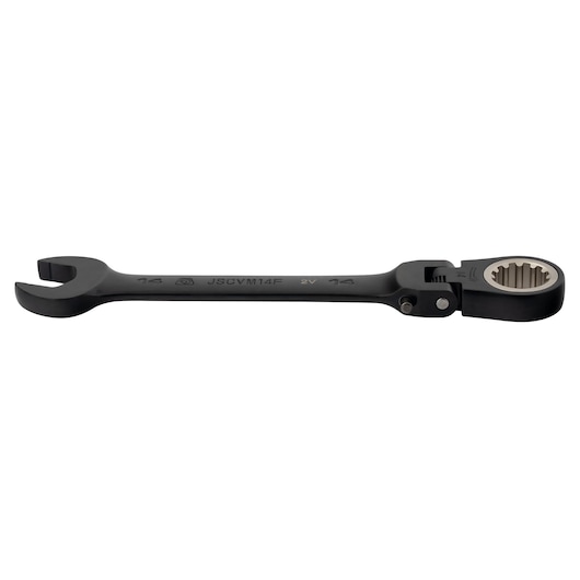 PROTO JSCVM14F black ratcheting combination wrench side view on white background.