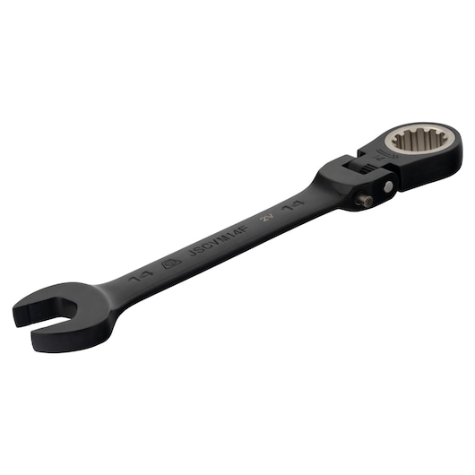 PROTO JSCVM14F ratcheting combination wrench, black finish, photography on white background, angled view.