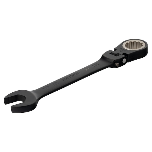 PROTO JSCVM15F black ratcheting combination wrench on white background, angled view.