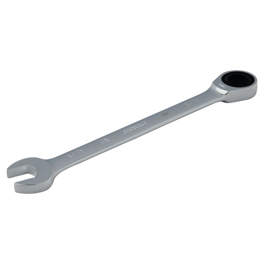 Photo of PROTO JSCVM16F combination ratcheting wrench, chrome finish, angled view on white background.