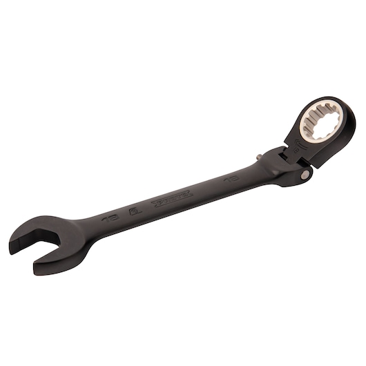 A single black ratcheting combination wrench with an open end on one side and a ratcheting box end on the other. The wrench has the Proto brand and the size '18' marked on the handle.