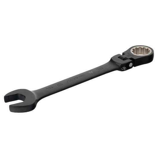 PROTO JSCVM19F black ratcheting combination wrench, angled view, white background.