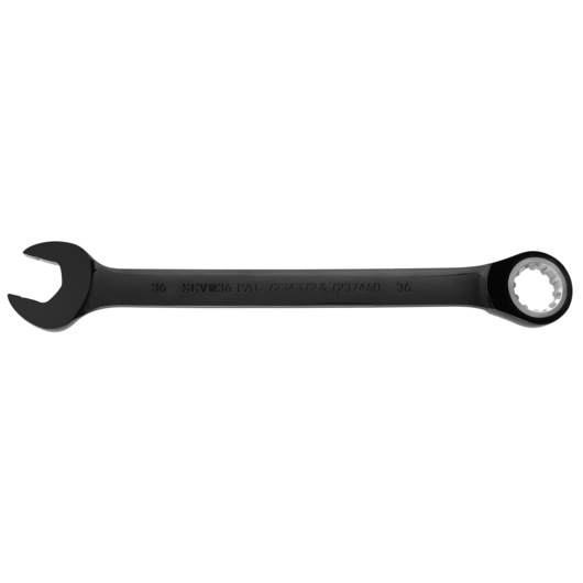 PROTO JSCVM36 black combination wrench with open and box end, photography on white background.