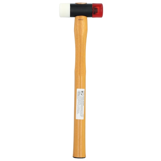 PROTO JSF105HMA photography of dual-faced hammer with wooden handle, white and red striking heads, front angle.