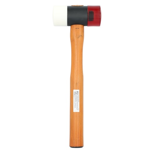 PROTO JSF200HMA wooden handle mallet with dual color heads, front angle, on white background.