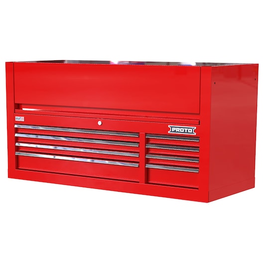 PROTO red tool chest JSTV5528CD08RD with multiple drawers, angled front view, white background.