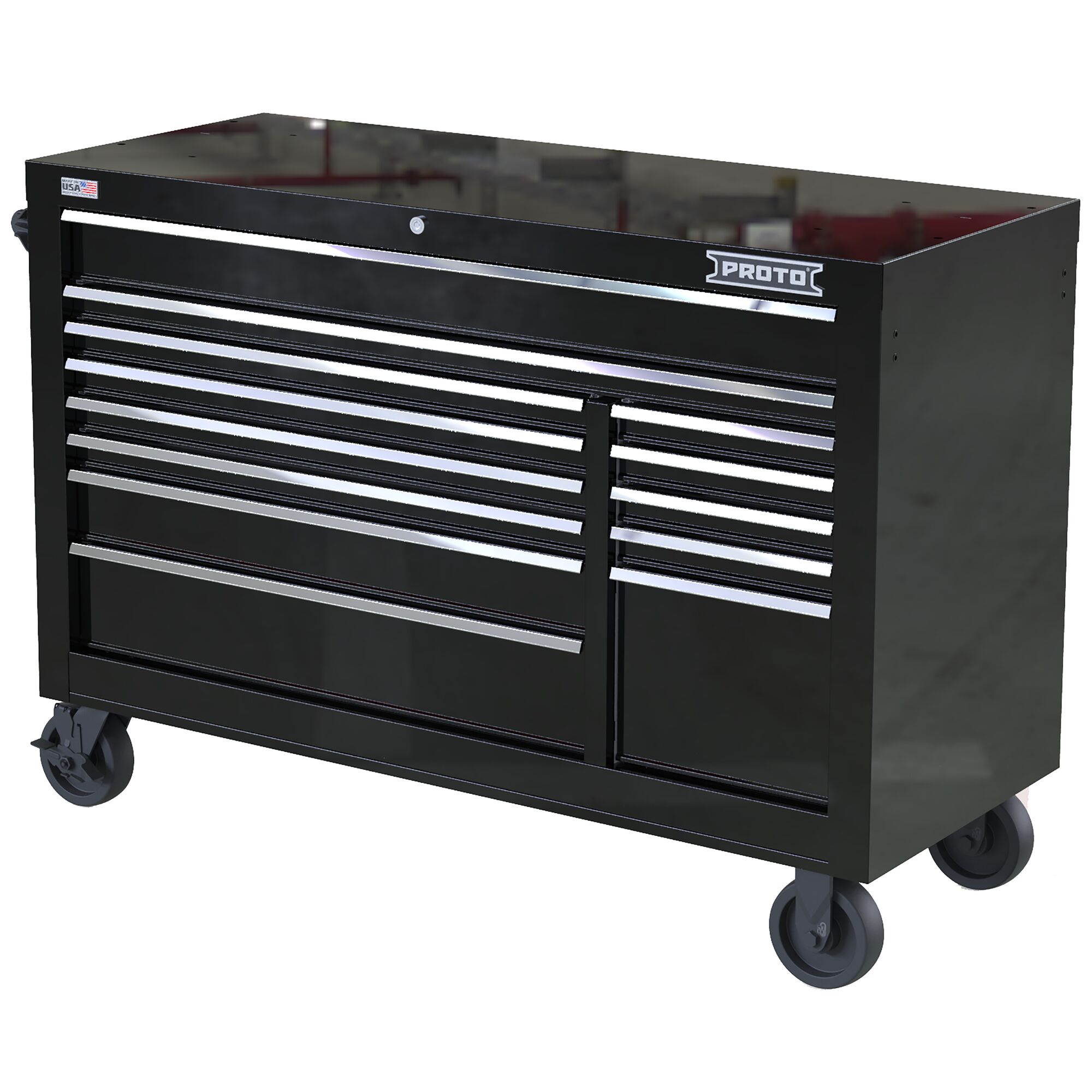 PROTO® Velocity 55 in. 13-Drawer Double Bank Roller Cabinet | PROTO