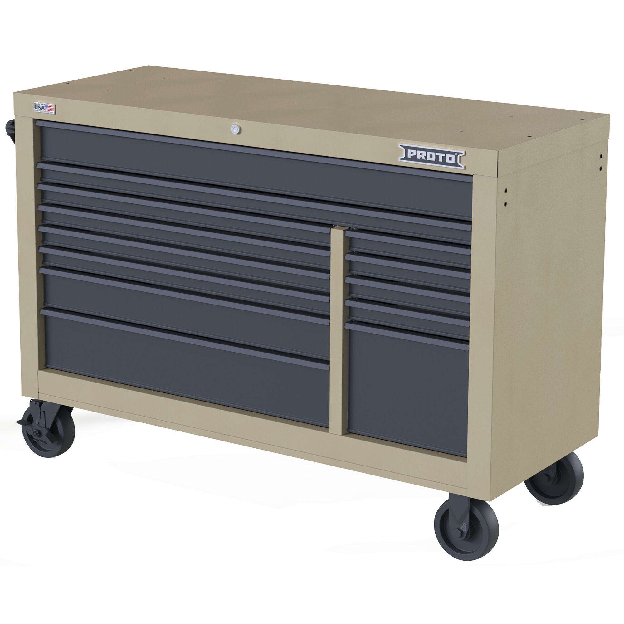 PROTO® Velocity 55 in. 13-Drawer Double Bank Roller Cabinet | PROTO