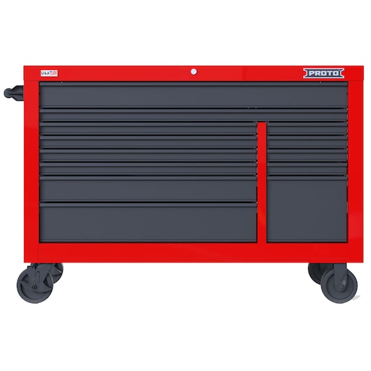 PROTO Tool Box: 19 in Overall Wd, 7 in Overall Dp, 7 in Overall Ht,  Padlockable, Red